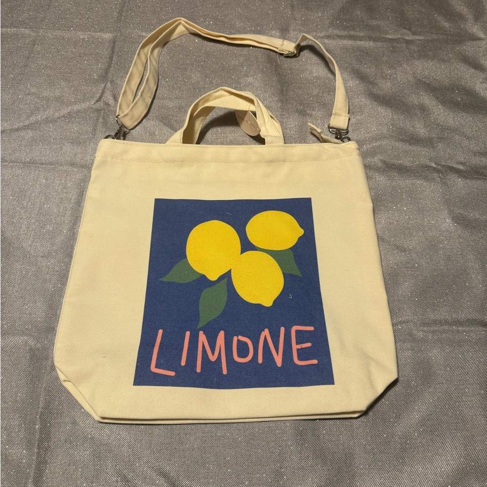 Cream and Yellow Citrus Canvas Tote Bag